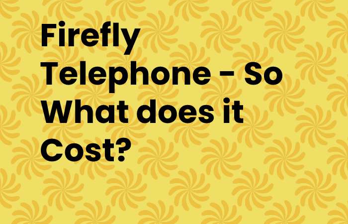 Firefly Telephone - So What does it Cost?