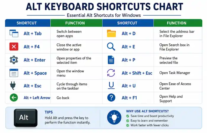 alt shortcut keys uses what is