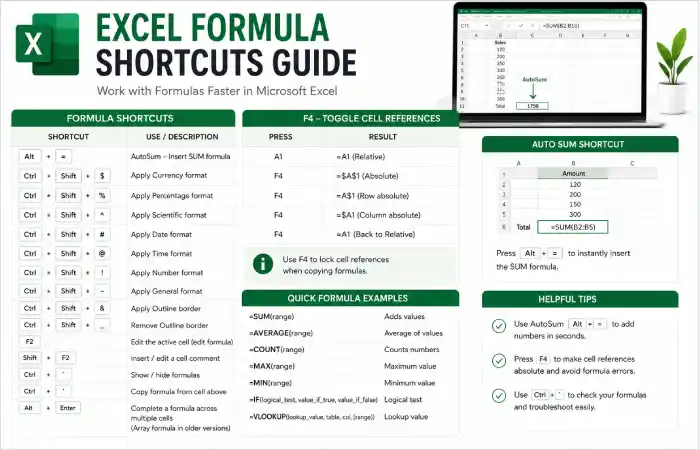 excel shortcut keys list about